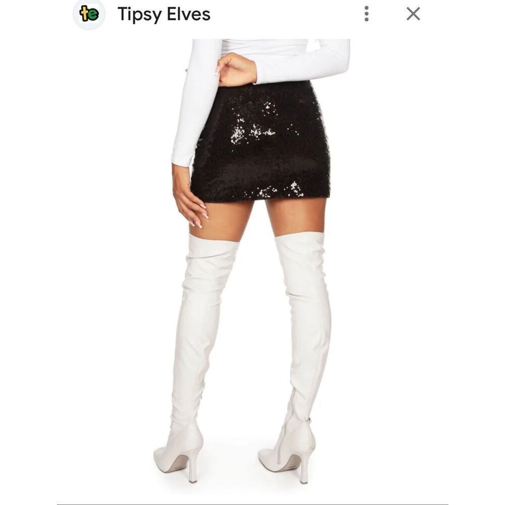 Tipsy Elves Black Sequin Mini Skirt XXL Holiday Party